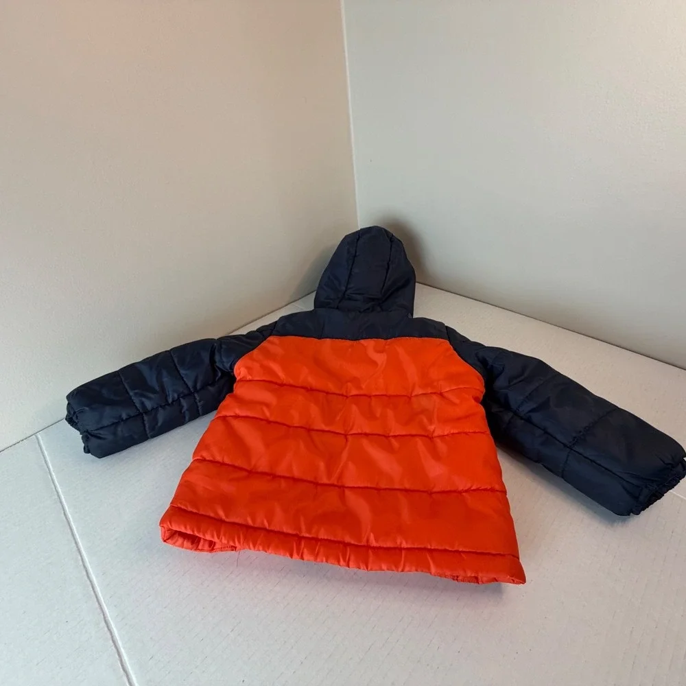 Oshkosh‎ B'Gosh Puffer Jacket Blue Orange White Hooded Full Zip 2T